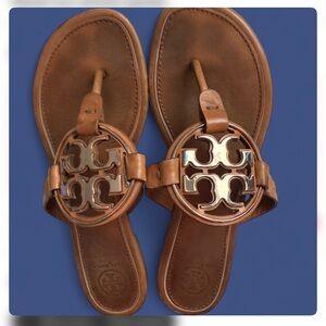 Tory Burch Tan Leather Miller Sandals